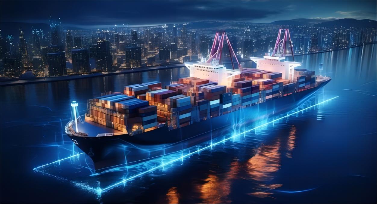 Cargo ship at port representing DDP shipping from China to UAE