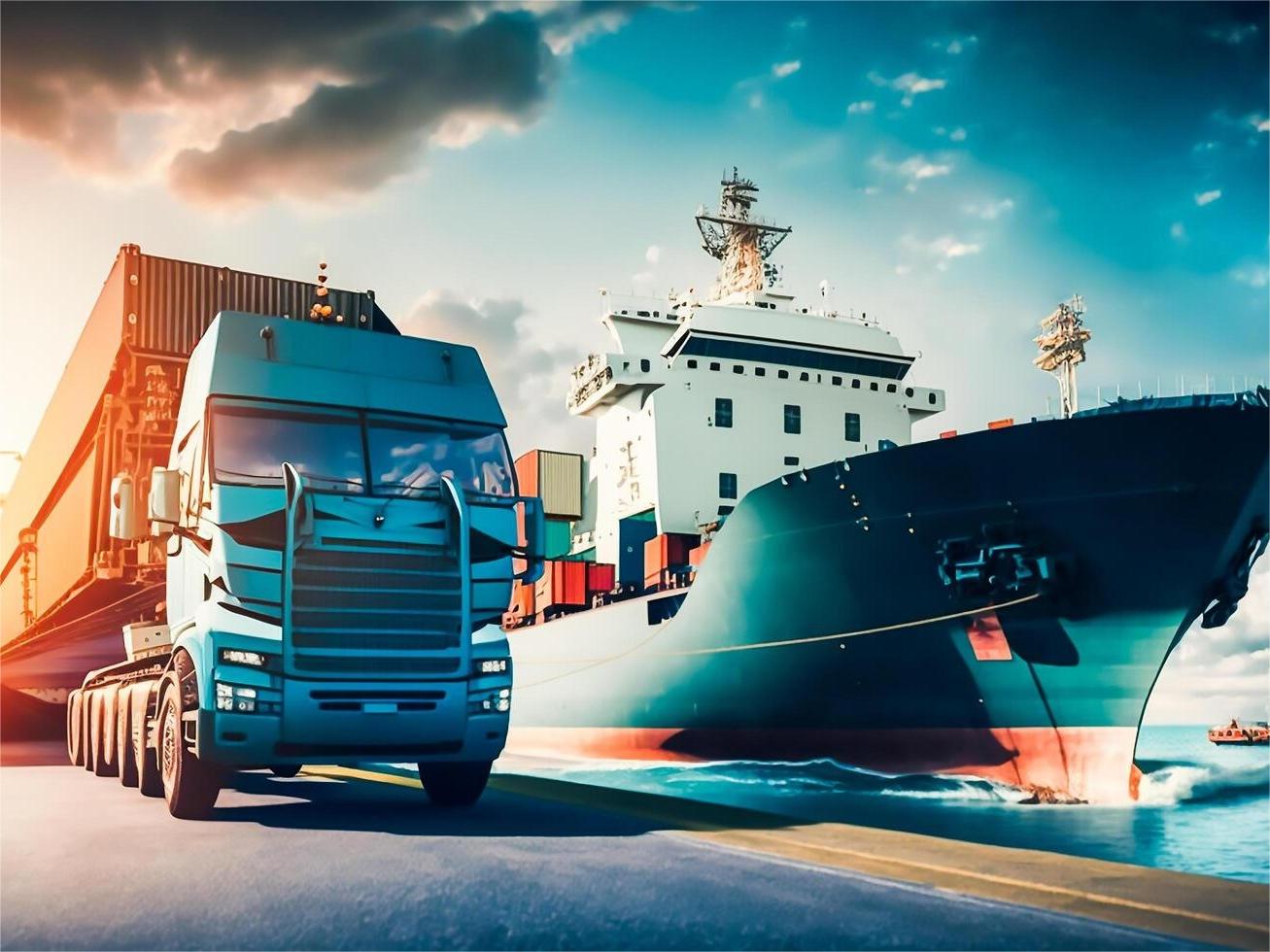 Global logistics network connecting China factories to USA Amazon warehouses