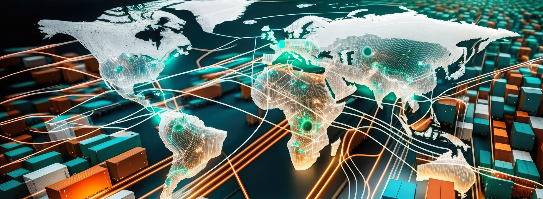 Global logistics map showing shipping routes from China to the United States