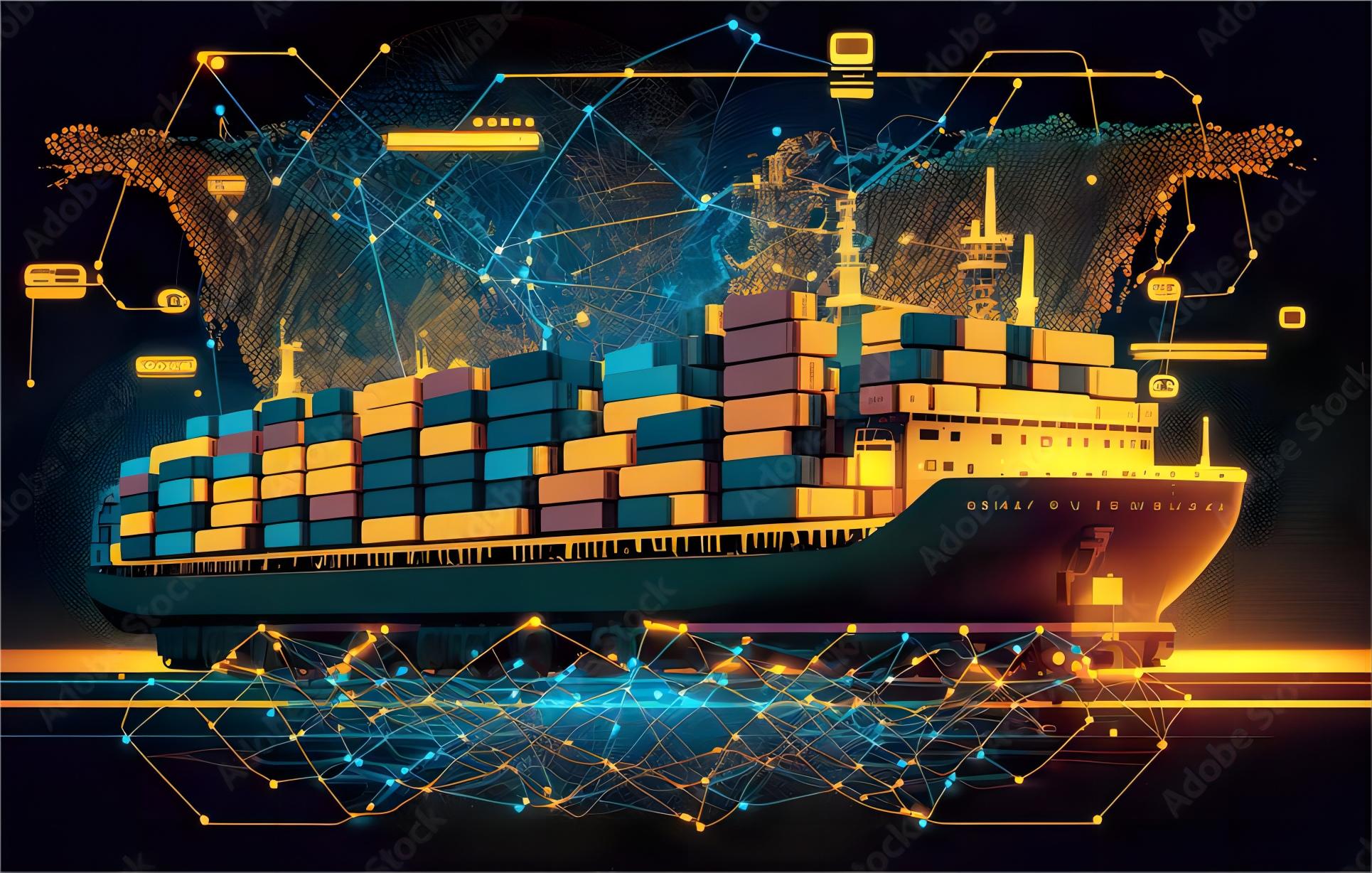 Cargo ship transporting goods from China to the UK