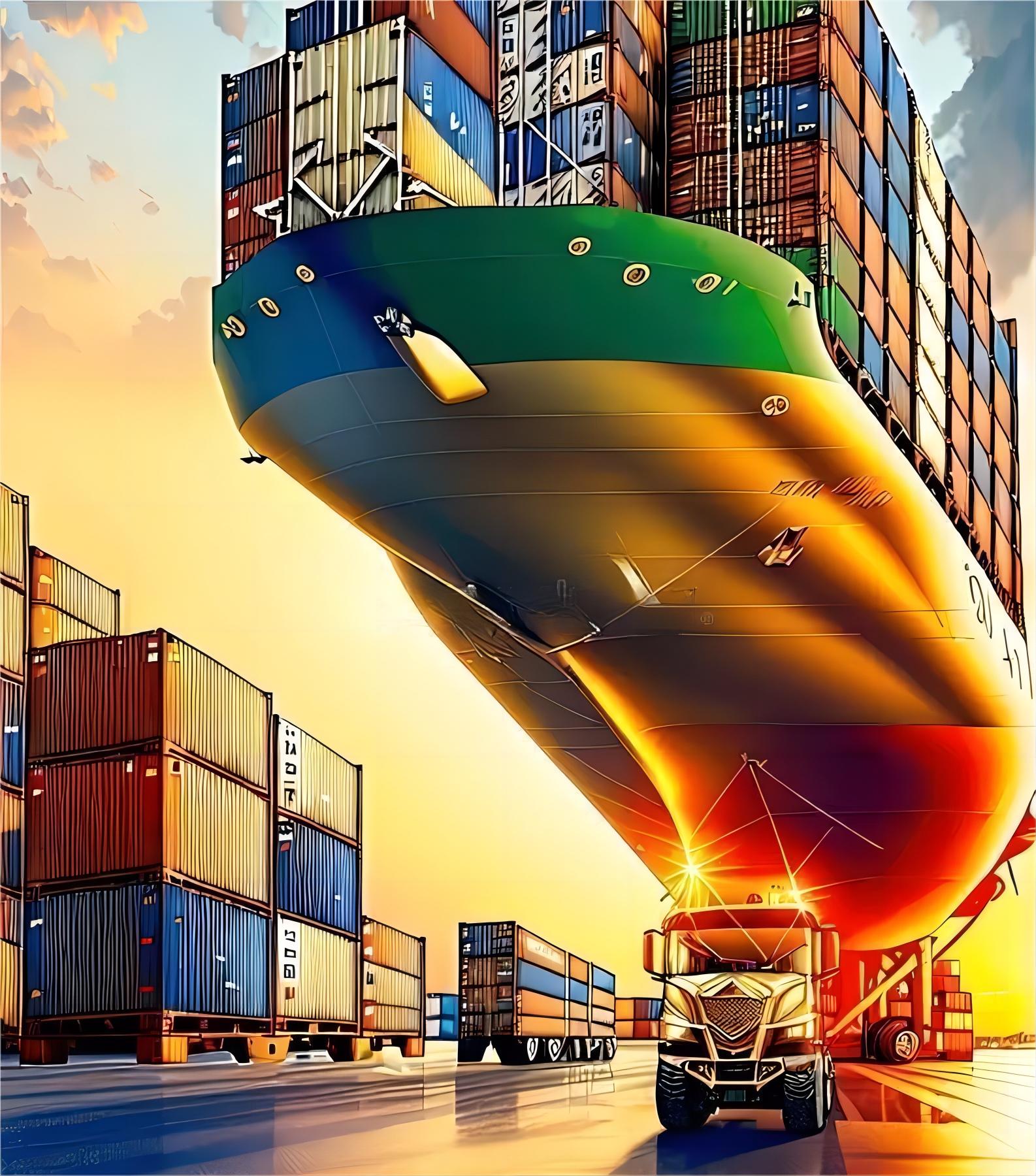 Container ship at port representing ddp shipping china to germany
